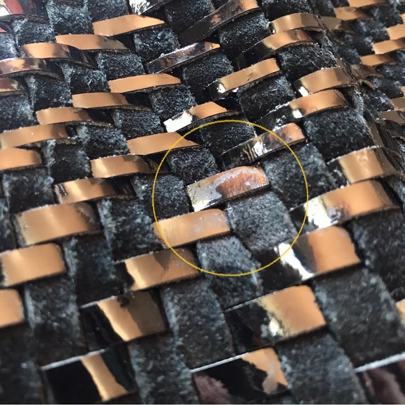 Cole Haan Genevieve Oversize Clutch Bag Abstract Woven Patent and Suede Leather - Picture 13 of 14